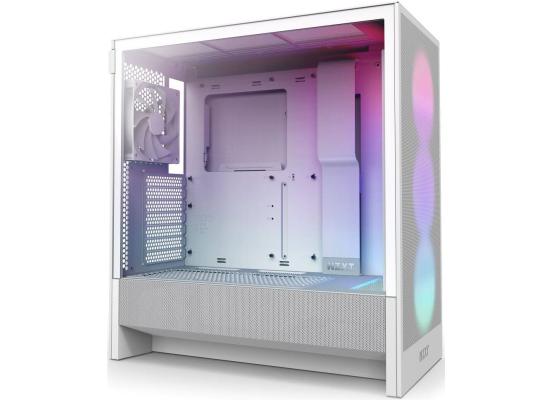 NZXT H5 Flow RGB 2024 Mid Tower ATX Tempered Glass White F360 RGB Core Fan
