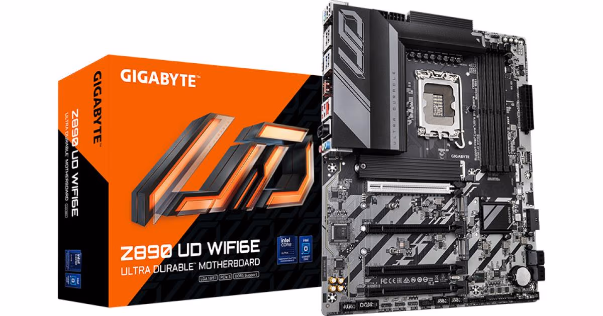 GIGABYTE Z890 UD WIFI6E, Intel Core Ultra (Series 2), LGA 1851/DDR5/PCIe 5.0/3xM.2 - ATX Gaming MotherBoard