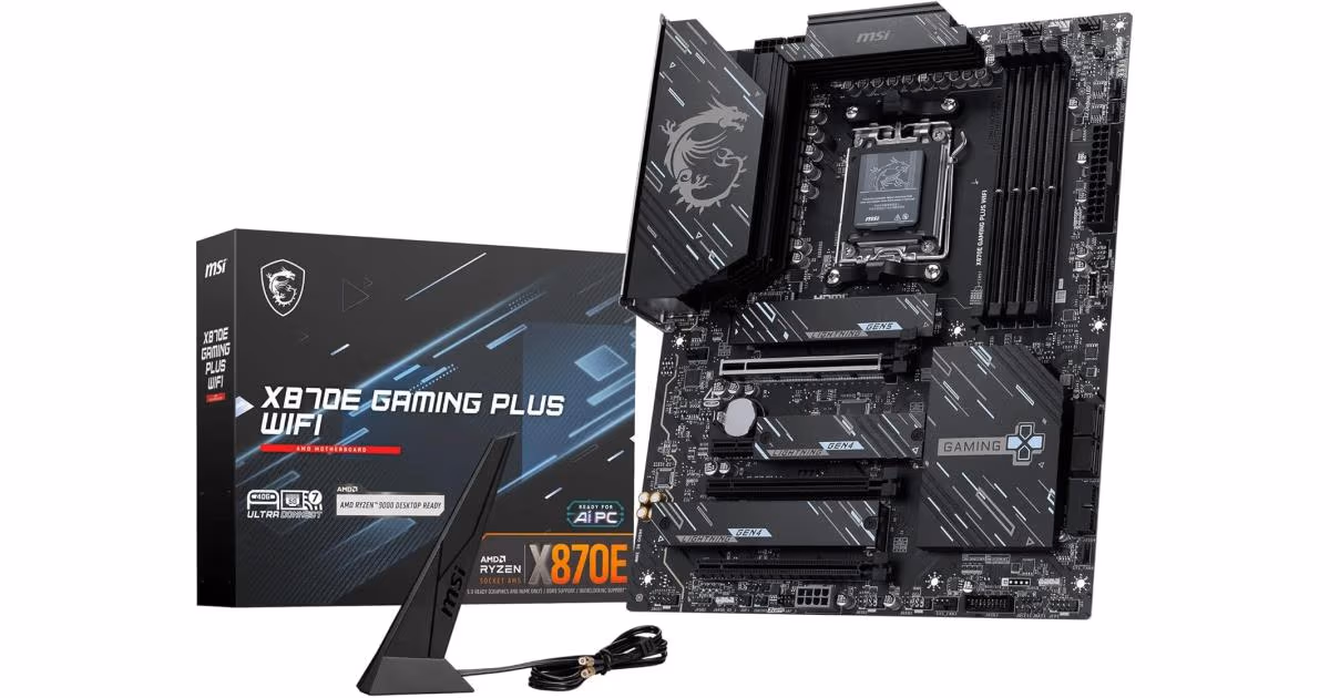 MSI X870E GAMING PLUS WIFI (Wi-Fi 7) AMD RYZEN 7000 8000 9000 Series AM5/DDR5/PCIe 5.0/3xM.2 - ATX Gaming MotherBoard