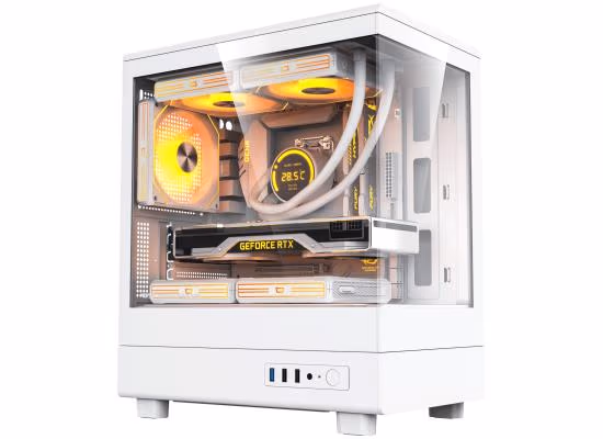 darkFlash DB330M Micro ATX Mid Tower Modern Aesthetic ARGB Gaming Case White