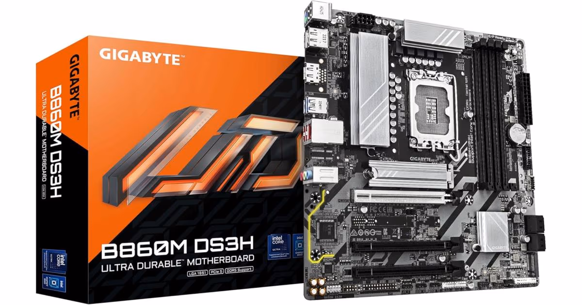 GIGABYTE B860M DS3H Intel Core Ultra (Series 2), LGA 1851/DDR5/PCIe 5.0/2xM.2 - mATX Gaming MotherBoard