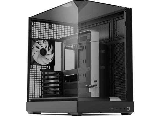 APNX V2 Black Dual Chamber Premium Sleek Panoramic 3 Glasses ATX Mid Tower