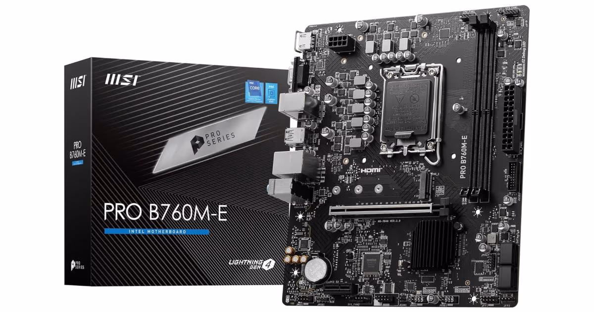 MSI PRO B760M-E, Intel 14th 13th 12th Series, LGA 1700/DDR5/PCIe 4.0/1xM.2 - mATX Gaming MotherBoard