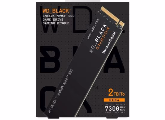 WD BLACK SN850X 2TB PCIe 4.0 NVMe M.2 SSD - 7300/6300 MB/s