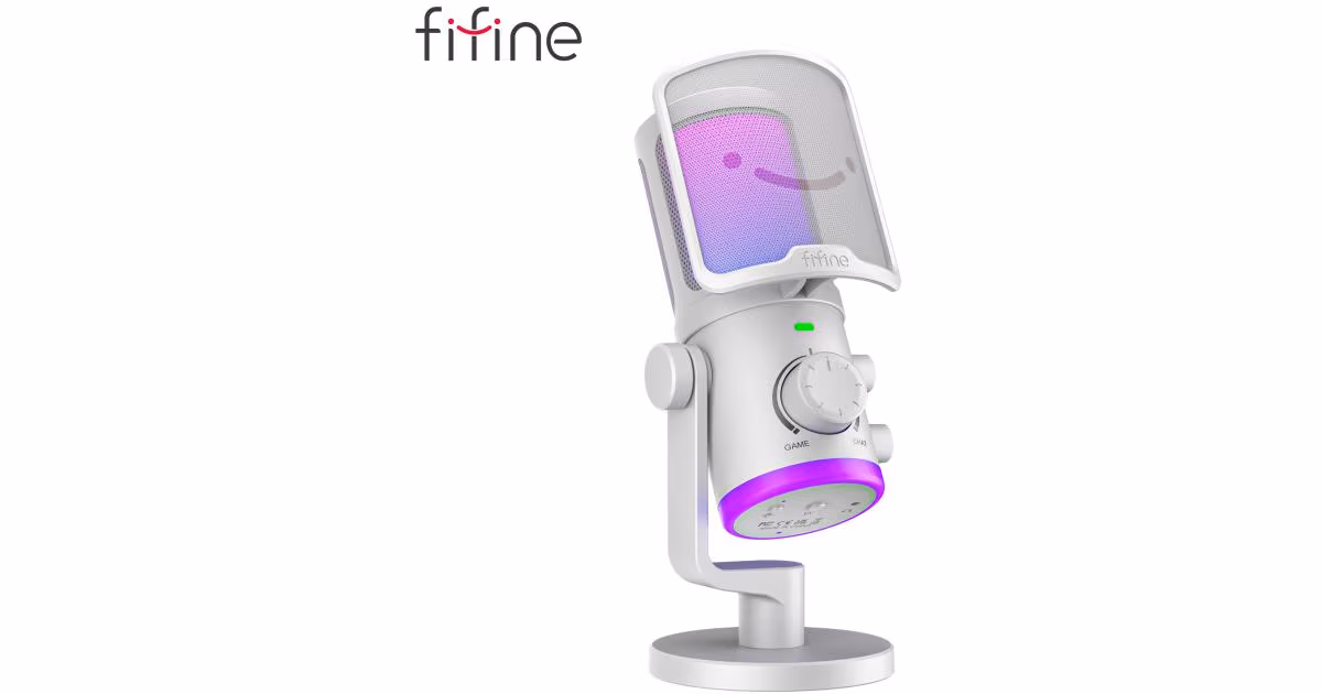 Fifine Ampligame AM6W Condenser Microphone White