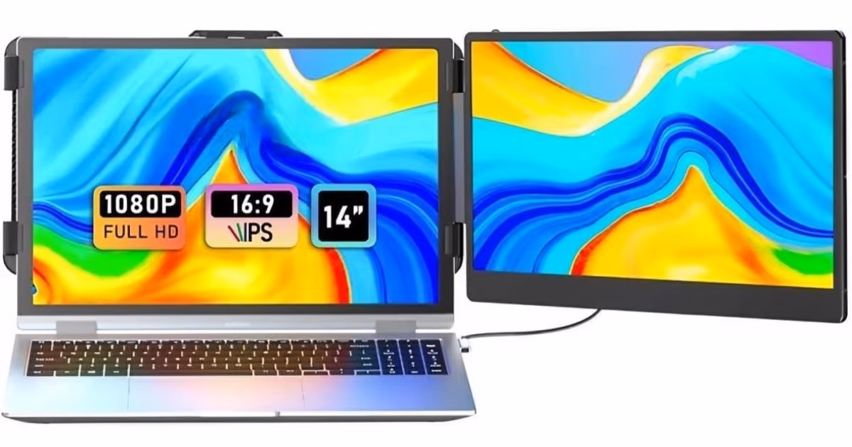 S1 Portable Laptop Screen Extender 14" FHD 60Hz IPS USB-C & HDMI with Speakers & Bag