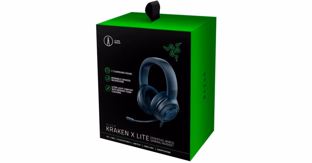 Razer Kraken X Lite 3.5mm Wired Gaming Headset 7.1 Surround Sound