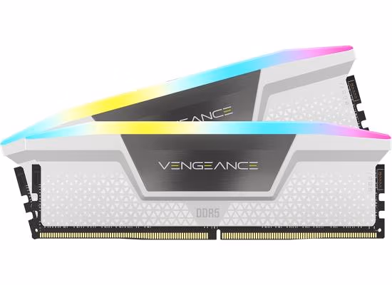 CORSAIR VENGEANCE RGB 32GB (2x16GB) DDR5 RAM 6400MT/s CL32 Memory Kit - White