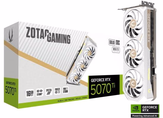 ZOTAC GAMING GeForce RTX 5070 Ti SOLID CORE OC White Edition 16GB GDDR7