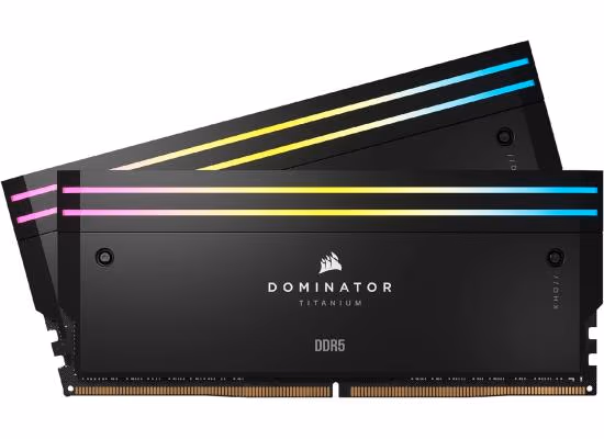 CORSAIR DOMINATOR TITANIUM RGB 32GB (2x16GB) DDR5 RAM 7200MT/s CL34 Memory Kit - Black