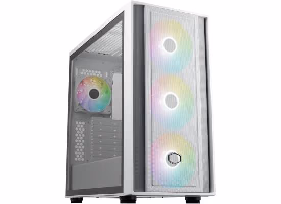Cooler Master MasterBox 600 White ATX ARGB Mid Tower Mesh 4x ARGB Fans