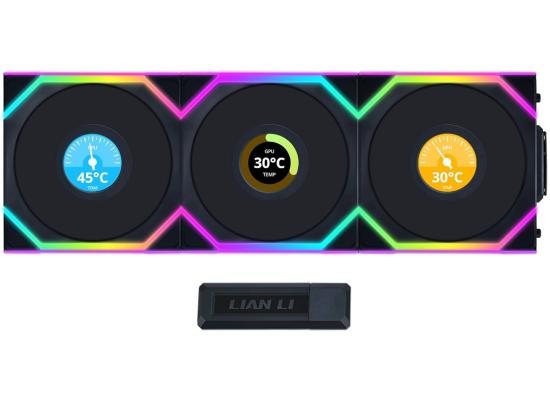 Lian Li UNI FAN SL Wireless LCD 120 Kit Black Triple Pack