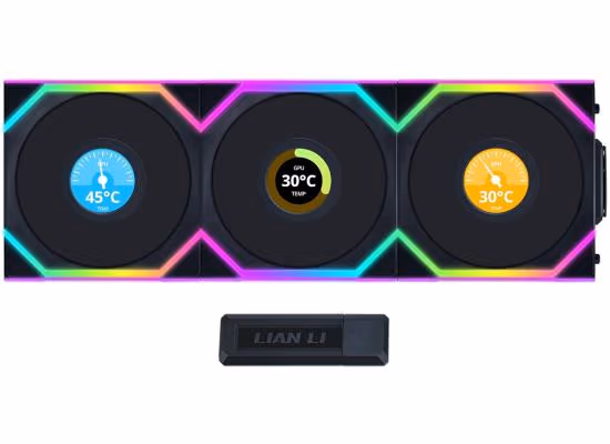 Lian Li UNI FAN SL Wireless LCD 120 Kit Black Triple Pack
