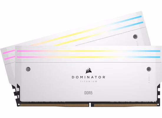 CORSAIR DOMINATOR TITANIUM RGB 48GB (2x24GB) DDR5 RAM 7200MT/s CL36 Memory Kit - White