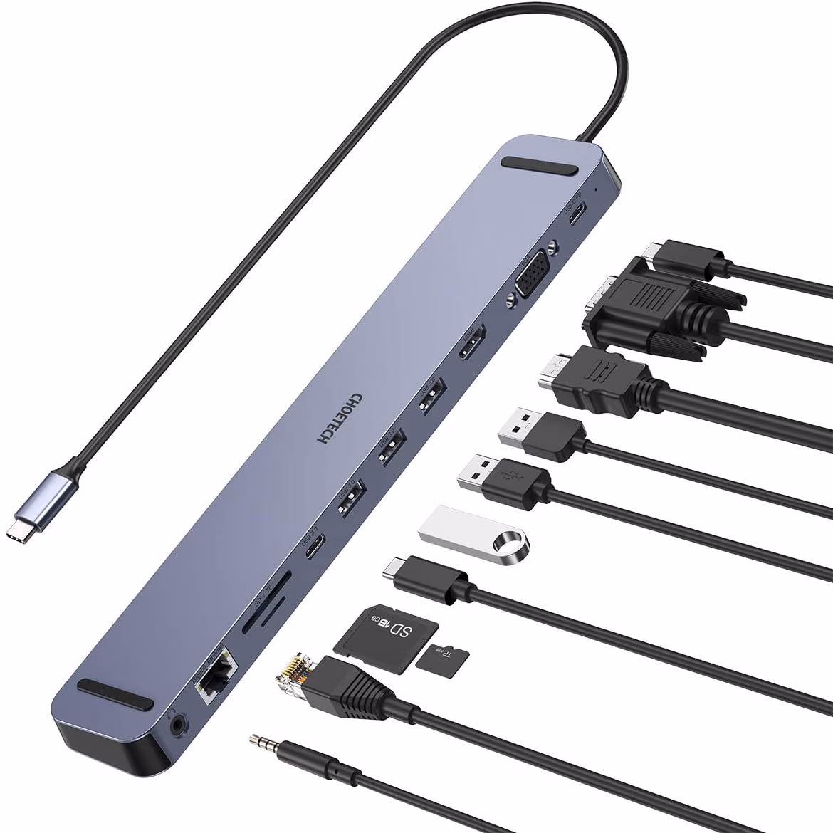 Choetech 11 In 2 Laptop USB C Docking Station Dual Monitor