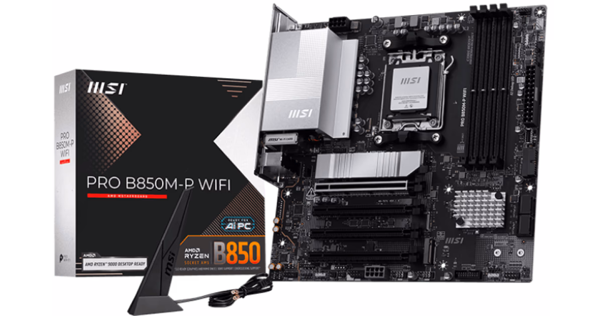 MSI PRO B850M-P WIFI (Wi-Fi 7) AMD RYZEN 7000 8000 9000 Series AM5/DDR5/PCIe 5.0/3xM.2 - mATX Gaming MotherBoard