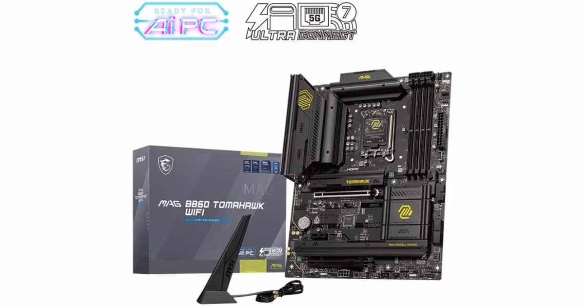MSI MAG B860 TOMAHAWK WIFI (Wi-Fi 7) Intel Core Ultra (Series 2), LGA 1851/DDR5/PCIe 5.0/3xM.2 - ATX Gaming MotherBoard