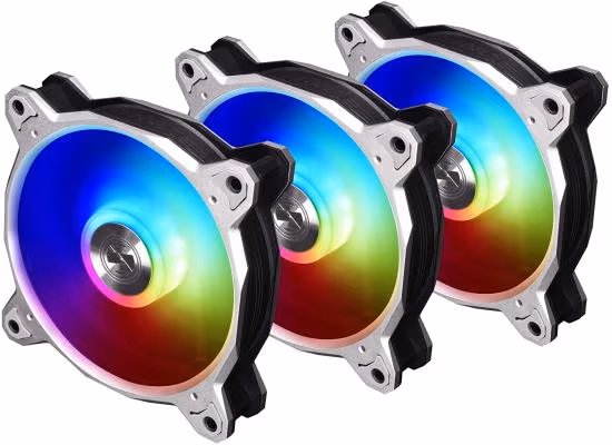LIAN LI Bora Digital Series RGB 120mm ARGB LED PWM Fan 3-Pack Silver