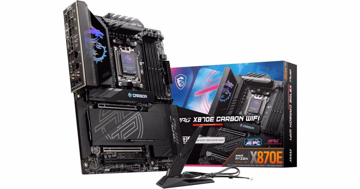 MSI MPG X870E CARBON WIFI (Wi-Fi 7) AMD RYZEN 7000 8000 9000 Series AM5/DDR5/PCIe 5.0/4xM.2 - ATX Gaming MotherBoard