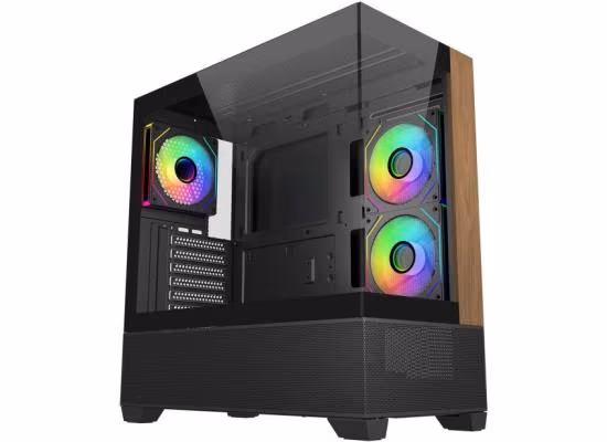 Cooler Master Elite 690 Wood Black ATX ARGB Mid Tower Fish Tank