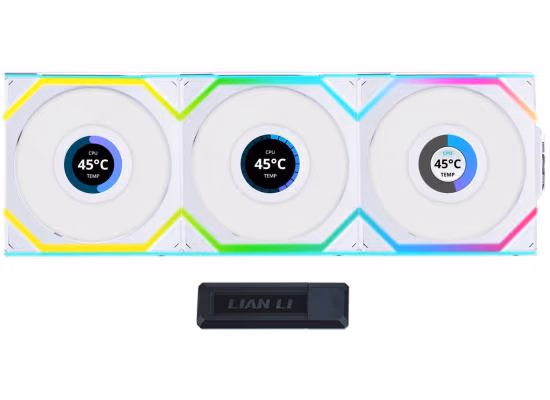Lian Li UNI FAN SL Wireless LCD 120 Kit White Triple Pack