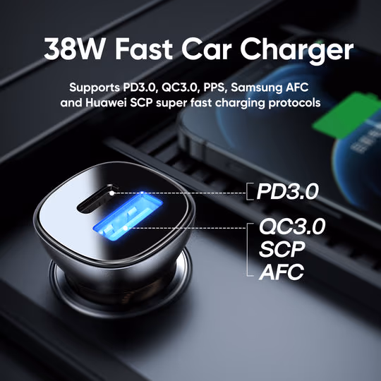 20W dual ports transparent car charger