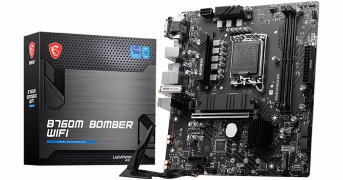 MSI B760M BOMBER Wi-Fi 6E, Intel 14th 13th 12th Series, LGA 1700/DDR5/PCIe 4.0/2xM.2 - mATX Gaming MotherBoard