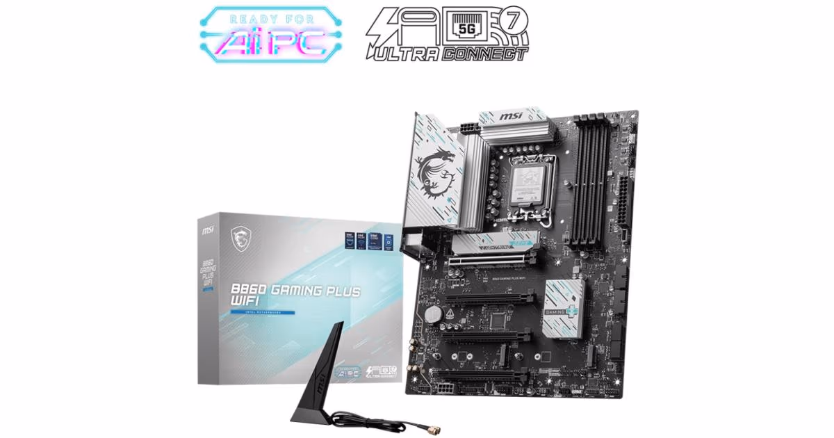 MSI B860 GAMING PLUS WIFI (Wi-Fi 7) Intel Core Ultra (Series 2), LGA 1851/DDR5/PCIe 5.0/3xM.2 - ATX Gaming MotherBoard