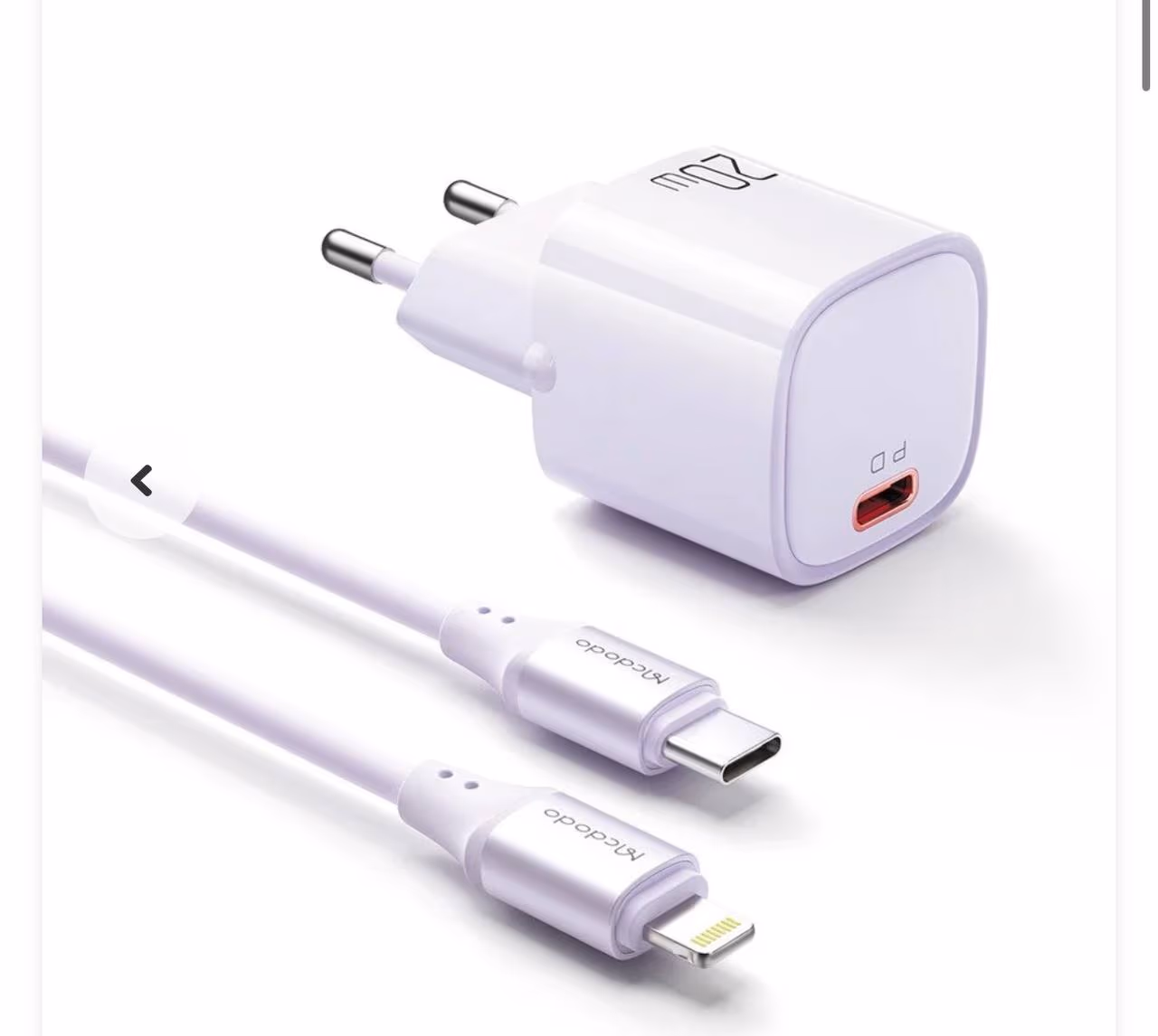 Mcdodo Nano PD 20W Charger with USB-C to Lightning Cable - CH-4041