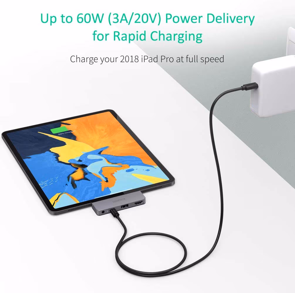 Choetech هاب USB Type-C 4 في 1 4K 60HZ HDMI PD 60W صوت لـ iPad Pro