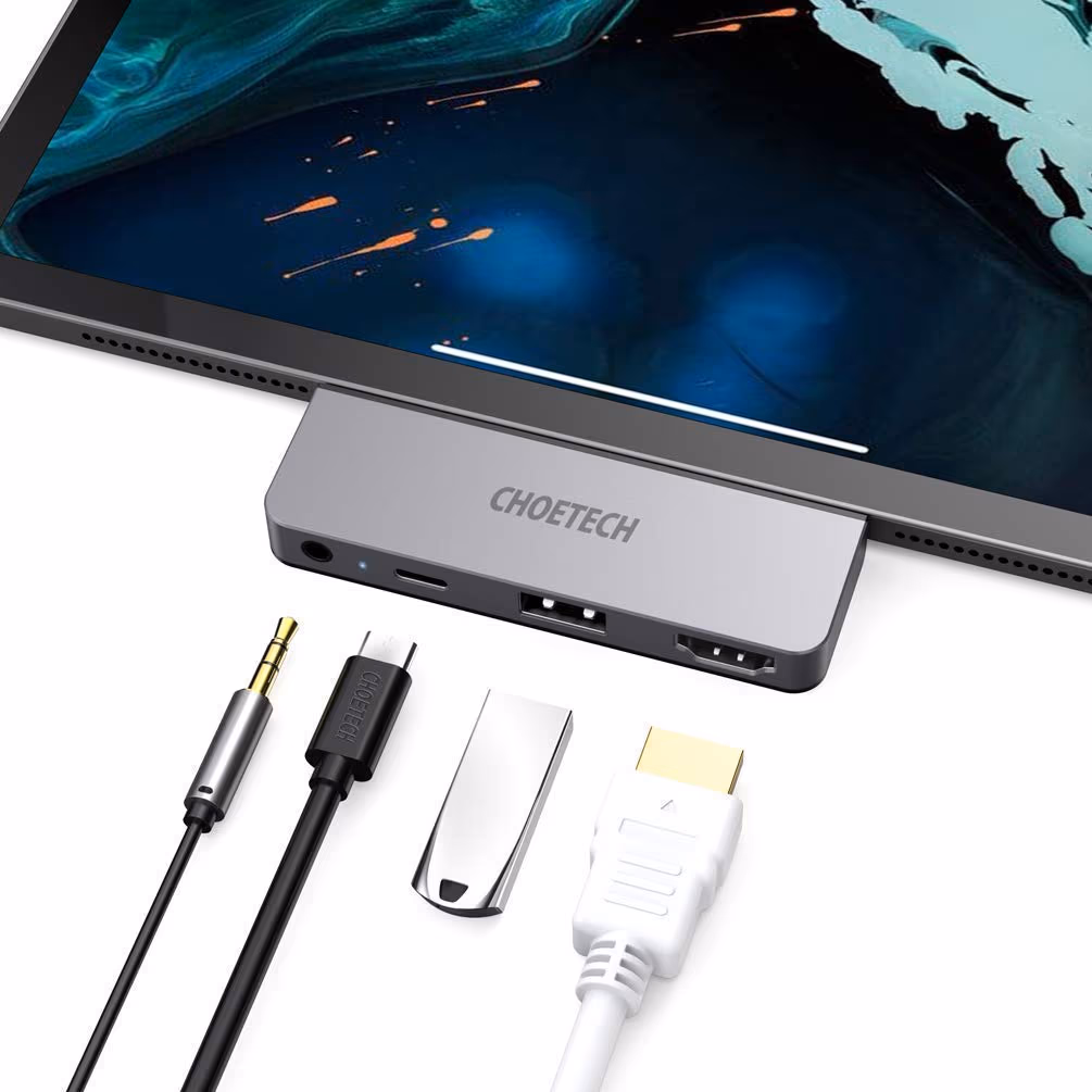 Choetech هاب USB Type-C 4 في 1 4K 60HZ HDMI PD 60W صوت لـ iPad Pro