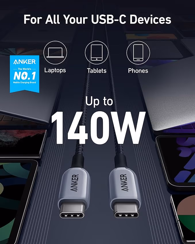 Anker Prime USB-C to USB-C Cable (240W, Upcycled-Braided)