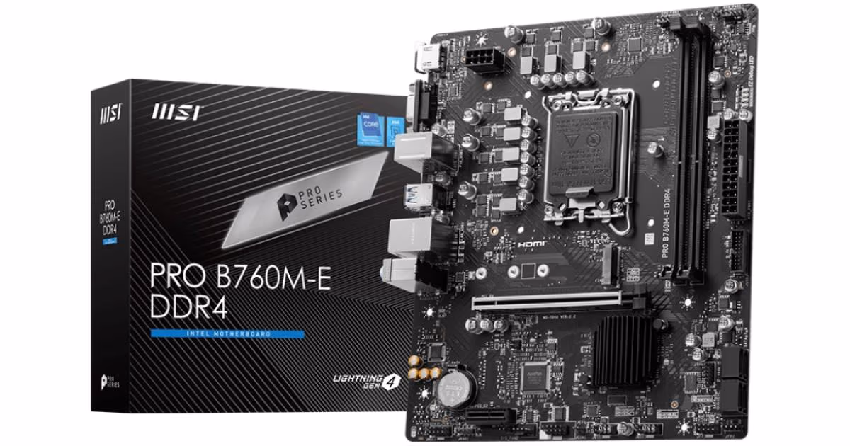 MSI PRO B760M-E, Intel 14th 13th 12th Series, LGA 1700/DDR4/PCIe 4.0/1xM.2 - mATX Gaming MotherBoard