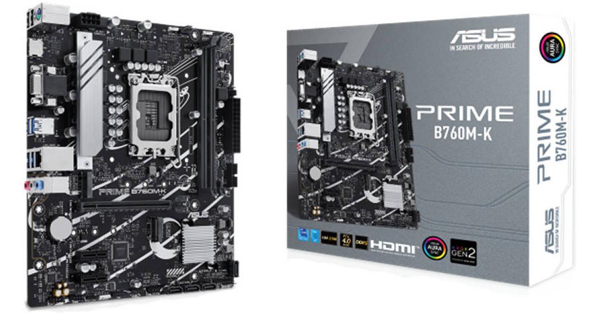 ASUS PRIME B760M-K, Intel 14th 13th 12th Series, LGA 1700/DDR5/PCIe 4.0/2xM.2 - mATX Gaming MotherBoard