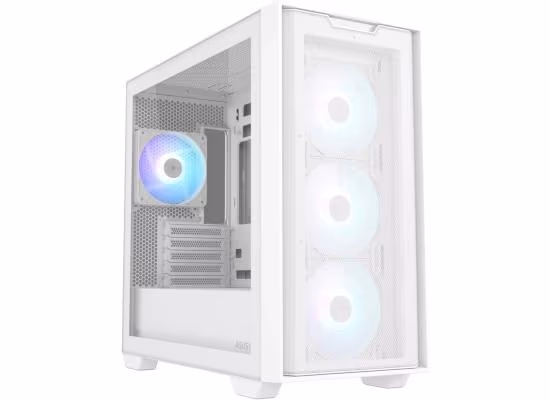 ASUS A21 PLUS White Micro-ATX ARGB Mid Tower 4x 120mm ARGB Fans