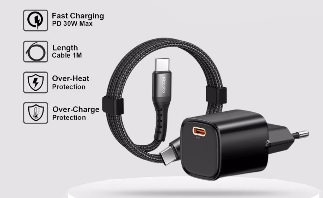 Mcdodo Nano 30W Mini GaN Charger Kit with USB-C to USB-C Cable
