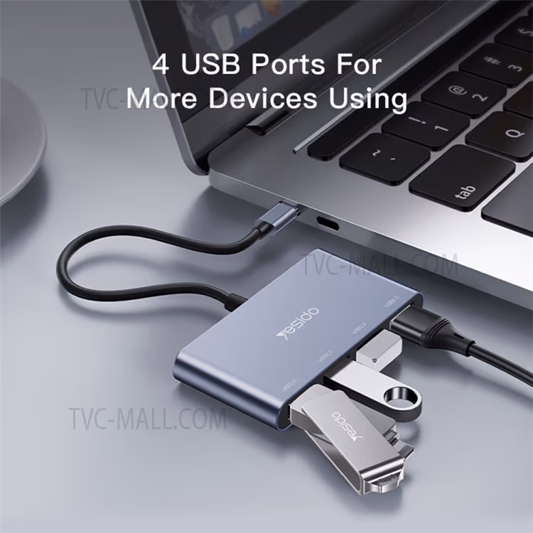 USB C Hub Aluminum Type C Adapter with 4 USB 2.0 Ports for MacBook Pro and Other Devices