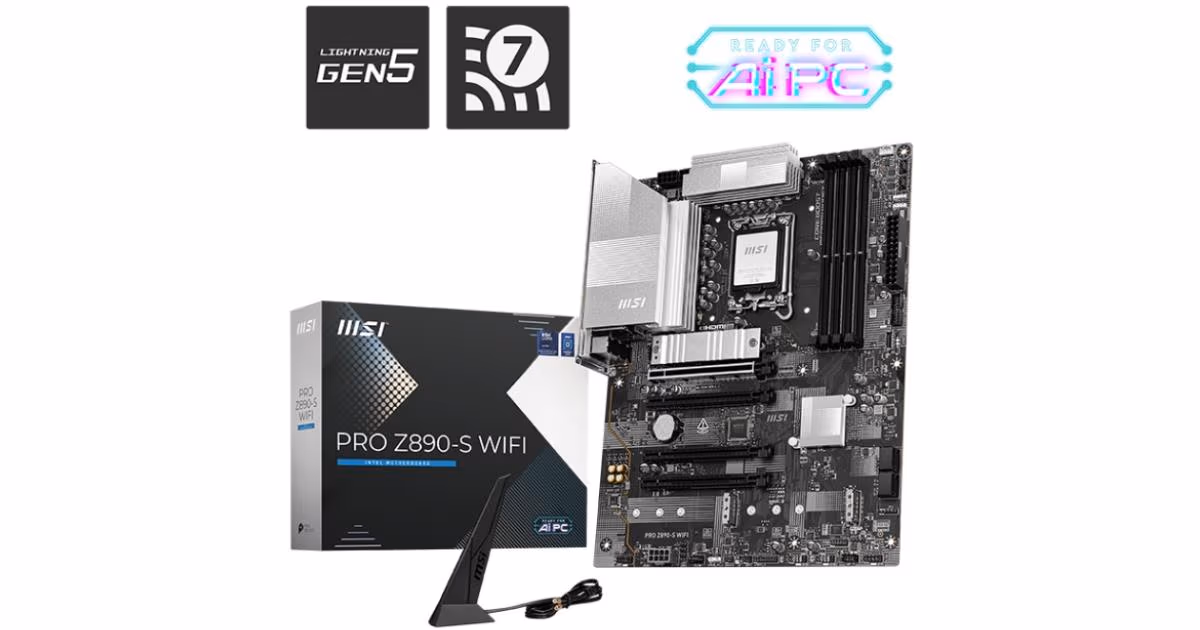 MSI PRO Z890-S WIFI (Wi-Fi 7), Intel Core Ultra (Series 2), LGA 1851/DDR5/PCIe 5.0/3xM.2 - ATX Gaming MotherBoard