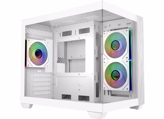 Cooler Master Elite 481 Wood White Micro ATX ARGB Mid Tower Dual-Chamber