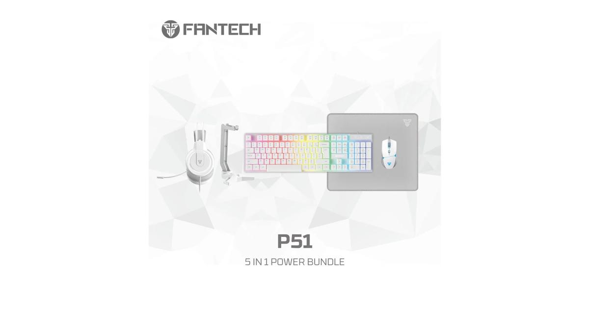 Fantech P51 Power Bundle 5-in-1 Gaming Combo Set White