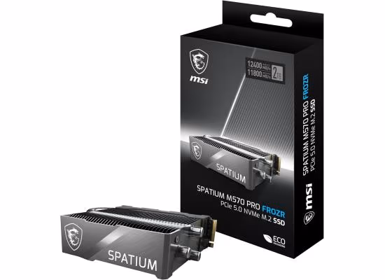 MSI SPATIUM M570 PRO 2TB Gen5 PCIe 5.0 NVMe M.2 SSD FROZR - 12400/11800 MB/s