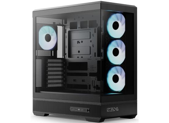 AeroCool P500B DIGI Black ARGB ATX Mid Tower Panoramic Fish Tank Dot Pixel Display